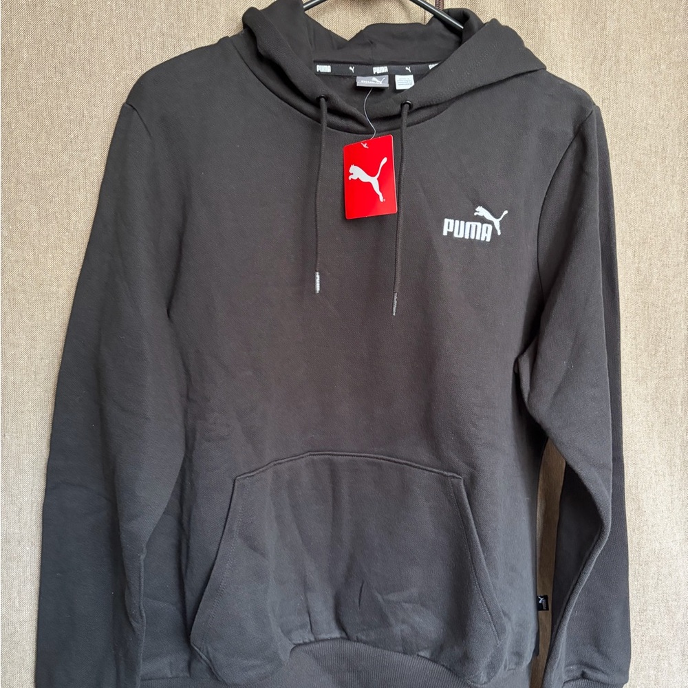 Puma Boys (10-14) Black Pullover Hoodie with White Logo